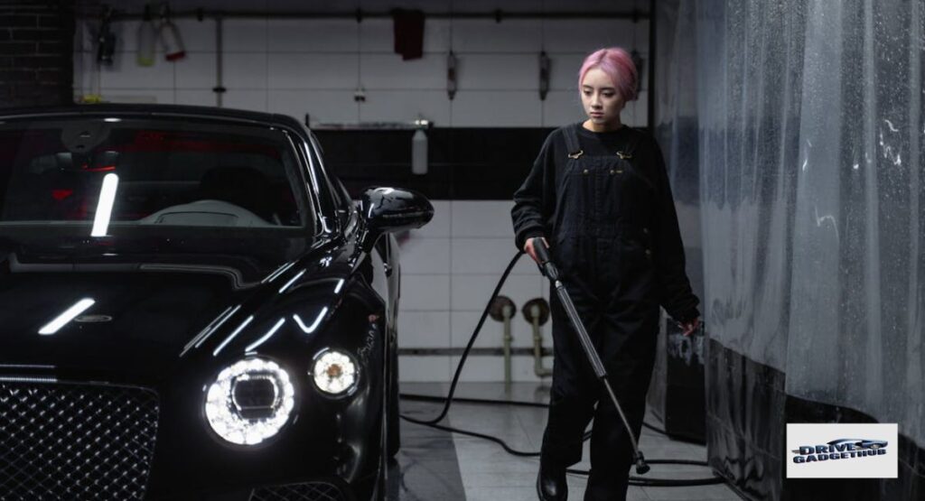 Brushless Car Wash System Cleaning a Sedan in the USA