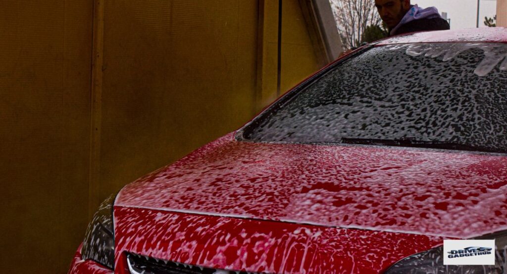 Car Going Through Automatic Car Wash Safely